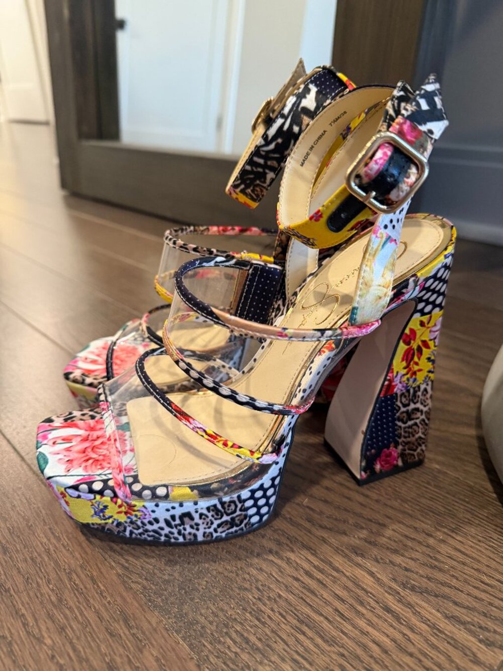 Jessica Simpson Multicolor Floral Leopard Platform Heels